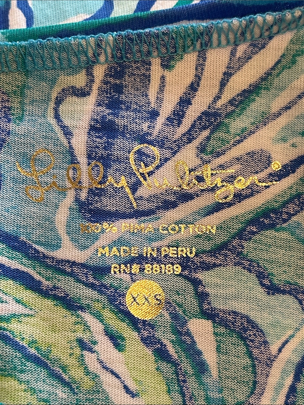 Lilly Pulitzer Linden Dress Oh Shucks Oyster Print Pima Cotton Blue Green XXS - Picture 4 of 9